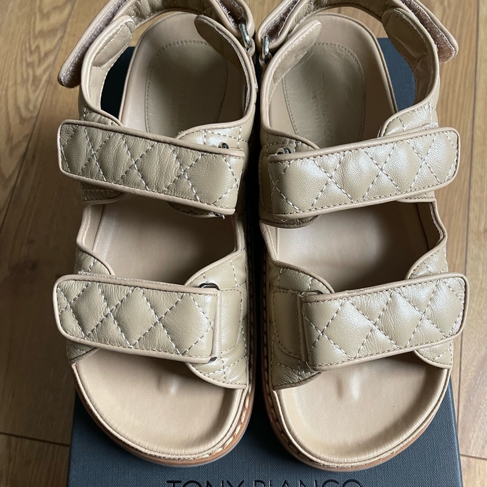 Tony Bianco Beige Quilted Sandals - Picture 6 of 13